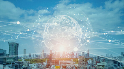 Leinwandbilder - Global communication network concept. Worldwide business. IoT (Internet of Things) concept.