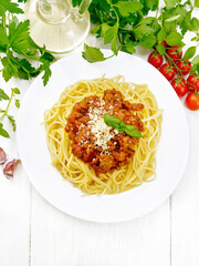 Wall Mural - Spaghetti with bolognese on light board top