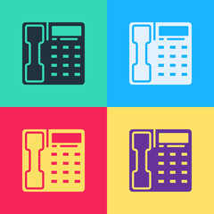 Wall Mural - Pop art Telephone handset icon isolated on color background. Phone sign. Vector