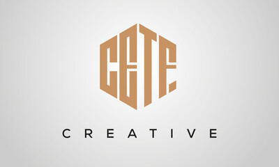 letters CETF creative polygon hexagon logo victor template