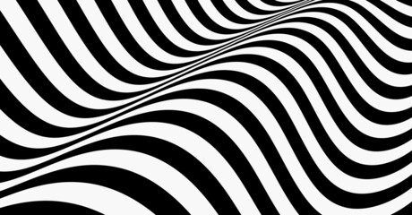 Wall Mural - Black and white design. Pattern with optical illusion. Abstract striped background. Vector illustration.