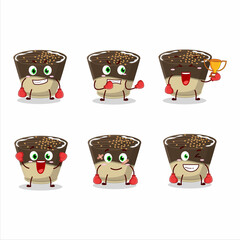 Sticker - A sporty truffle chocolate milk candy boxing athlete cartoon mascot design