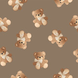 Fototapeta Dinusie - Cute Teddy Bear Doll Pattern