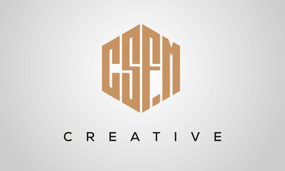 letters CSFM creative polygon hexagon logo victor template