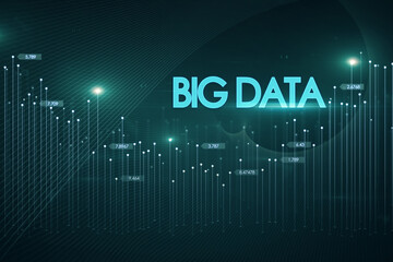 Poster - Abstract glowing digital big data backdrop. Technology and database concept. 3D Rendering.