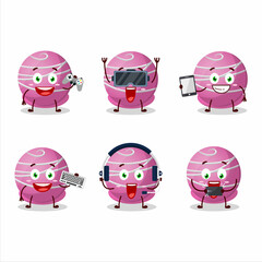 Sticker - Truffle strawberry candy cartoon character are playing games with various cute emoticons