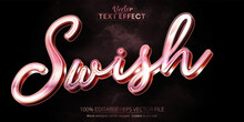 Rose Gold Text Effect, Swish Text Style On Dark Red Textured Background
