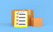© Lanavc29 - 3d rendering illustration shipping boxes delivery with crane board and paper document list done on blue background