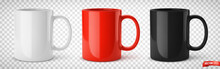 Vector Realistic Illustration Of Ceramic Mugs On A Transparent Background.