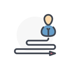 Poster - career and life path color line icon. person with arrow path vector outline colorful sign.
