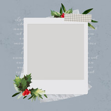 Christmas Decorated Blank Instant Photo Frame Vector