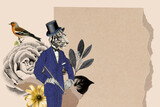Fototapeta  - Vintage collage wallpaper background illustration, vector paper texture with design space