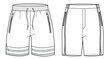 sport shorts design template men's active wear short pants fashion flat sketch vector illustration.