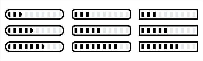 Poster - Modern loading icons. loading bar progress icon. Download progress. Upload progress vector illustration.