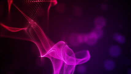 Poster - Digital particle wave blue and white color abstract background, 3d rendering animation 4k