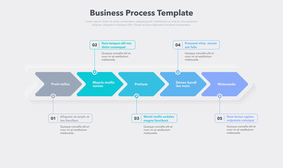 Aufkleber - Simple business process template with five colorful steps. Easy to use for your website or presentation.
