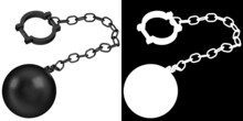 3D Rendering Illustration Of A Ball And Chain With Shackle