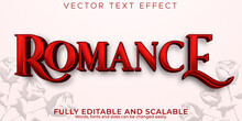Editable Text Effect Romance, 3d Rose And Love Font Style