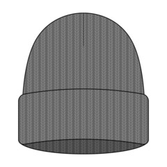 Wall Mural - Blank Gray Beanie Hat Template on White Background, Vector File.