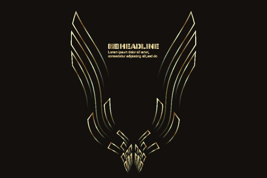 A gold Logo abstract vector graphic on a black background