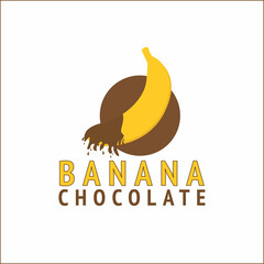 Poster - Chocolate banana vector logo. Chocolate banana icon in flat style.