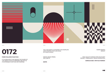 Fototapete - Swiss Poster Design Template With Abstract Geometric Shapes