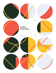 Fototapete - Neomodern Poster Design Layout With Abstract Vector Geometric Shapes