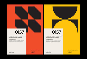 Fototapete - Bauhaus Poster Design Template With Abstract Geometric Shapes