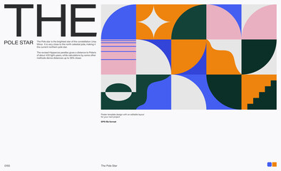 Fototapete - Bauhaus Poster Design Template With Abstract Geometric Shapes