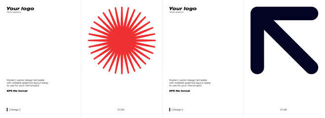 Fototapete - Swiss Poster Design Template With Abstract Geometric Shapes