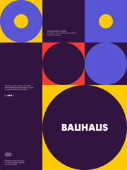 Fototapete - Bauhaus Poster Design Template With Abstract Geometric Shapes
