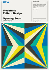 Fototapete - Swiss Poster Design Template With Abstract Geometric Shapes
