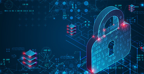Personal data security Illustrates cyber data or information privacy idea. Color abstract  internet technology.