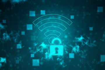 Poster - 2d illustration WiFi symbol with lock