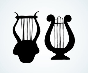 Wall Mural - Harp. Vector drawing icon sign