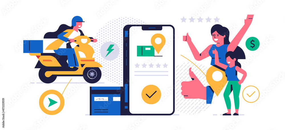 Online parcel delivery service concept. Mobile app concept. Phone with ...