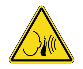 Sudden Loud Noise Warning Label. International Sudden Loud Noise Hazard Symbol.