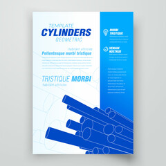 Flyer cover print Pipes 3d flying perspective design template vector