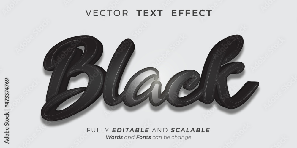 Editable text effect Black 3d effect font style concept Stock Vector ...