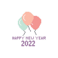 Wall Mural - Happy new year 2022 with cross stitch element embroidery design or sewing handcraft