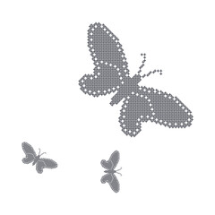 Wall Mural - Black and white butterfly with cross stitch best use for sewing handcraft