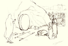 Jesus Raises Lazarus. Pencil Drawing