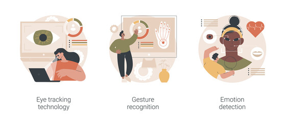 Poster - sensor technology abstract concept vector illustration set. eye tracking technology, gesture recogni