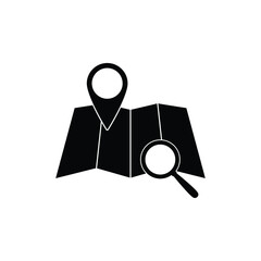 Poster - map icon with map pointer and search sign vector location icon