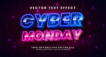 Cyber Monday 3D Text Effect. Editable Text Style Effect With Glow Light Theme.