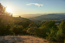 The Sun Sets Over Rolling Hills In The Bay Area Of California