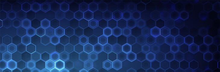 Aufkleber - Futuristic Hexagon background. Blue Hexagonal pattern. Modern vector illustration