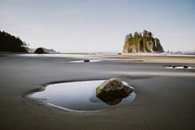 Sea Stacks And Tide Pools Captured At Second Beach At Sunrise