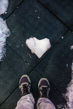 Heart Of Ice On The Floor Of A Playground.