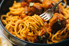 Spaghetti Spun Onto A Fork Closeup